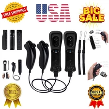 Motion Plus Wii Controllers 2Packs with Nunchucks, Wii Remote Controllers Com...