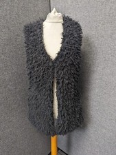 Ichi Faux Fur Sleeveless Gilet Asphalt Uk S Rrp £39.99 Ln047 Aa 04