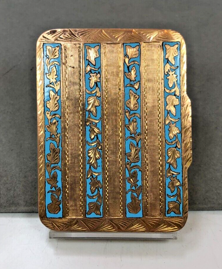 Vintage Gold Filigree Antique Cigarette Case w/ Blue Enamel | eBay 