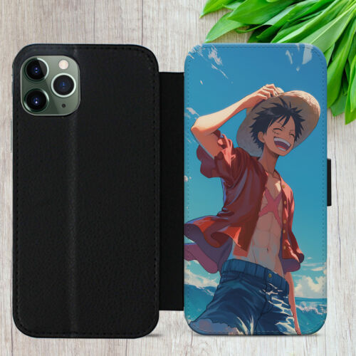 ONE PIECE LUFFY FLIP CASE FOR IPHONE SAMSUNG HUAWEI MANGA WALLET PHONE COVER - Picture 23 of 36