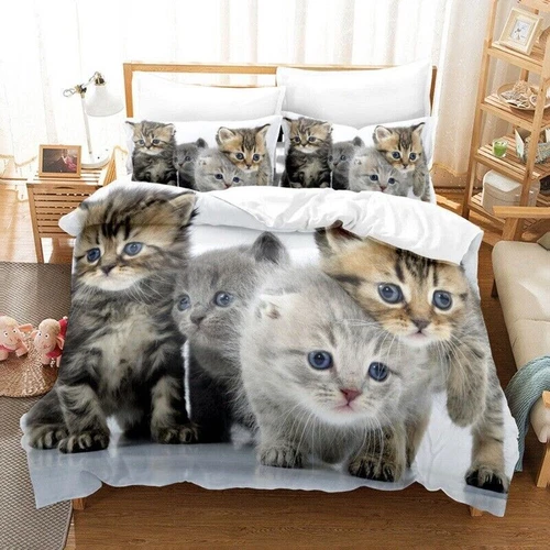 Set letto copripiumino gatto singolo/matrimoniale/re/super king materiale adatto alla pelle - Foto 8 di 37