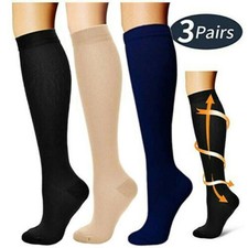 3 Pairs Compression Socks Best Ultra-thin Support Stockings for Women Men