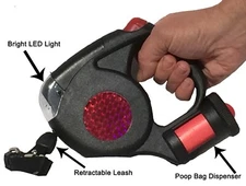 Retractable Dog Leash with LED Light and Poop Bag Dispenser - FREE SHIPPING!