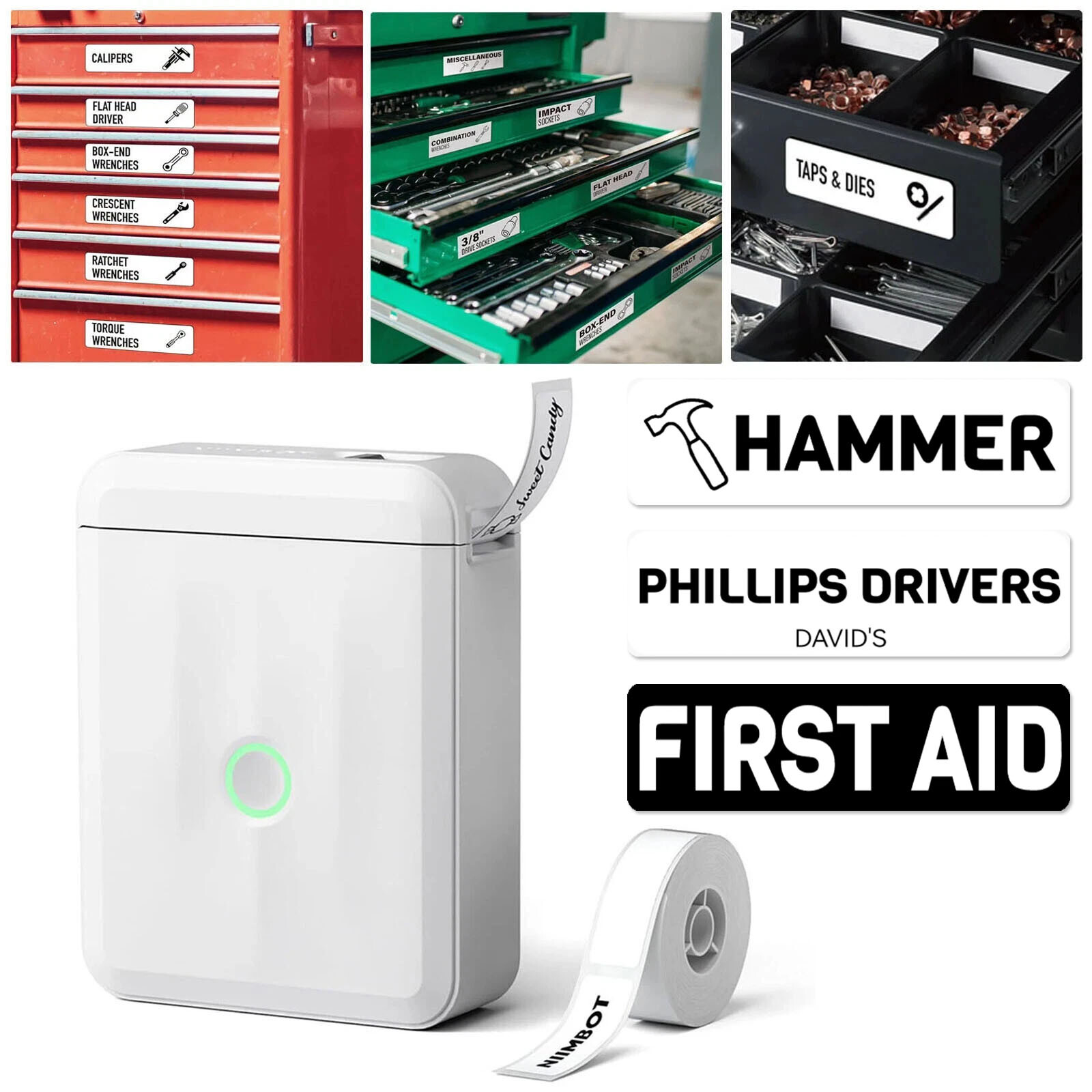 NIIMBOT Label Maker for Tool Box Drawers Self-adhesive Stickers Fits All
