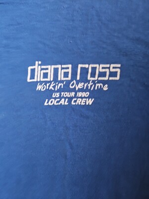 Vintage Diana Ross Workin Overtime US Tour 1990 Local Crew T-shirt 