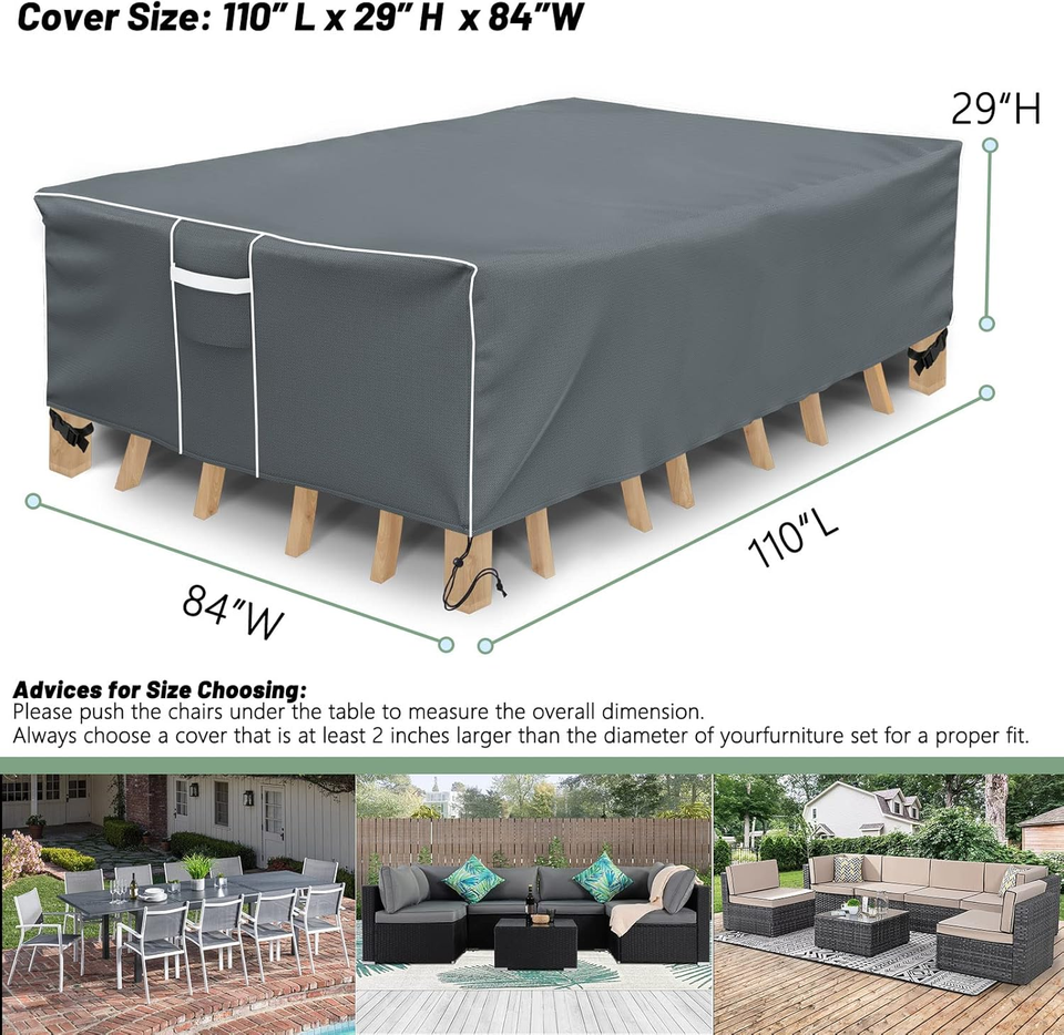 Patio Furniture Covers, Waterproof Outdoor Sectional Cover, 500D Heavy