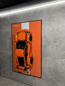 Art Holder Frame on the Wall 80x50 cm.  Technic 42056 Porsche 911 GT3 RS Orange