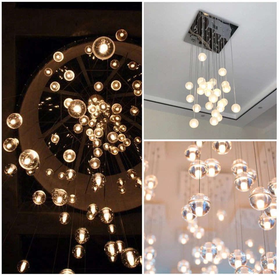 Lámpara de araña colgante de escalera nórdica redonda de cristal lámpara de vidrio Foto 4 de 4