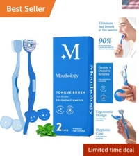 Tongue Scraper Brush - Soft Dupont Bristles for Deep Cleaning (2 Pack)