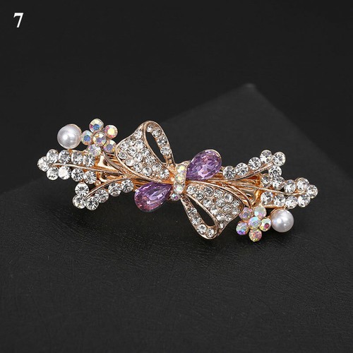 Romantic Rhinestone Pearl Hair Clip Crystal Butterfly Hairpin Flower Barrettes - Picture 10 of 22