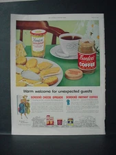 1955 Borden's Cheese Spread + Instant Coffee Cow Elsie Vintage Print Ad 10846