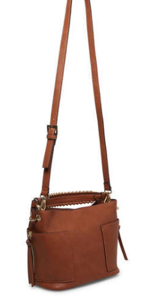 Bandolera Steve Madden Sammy Bucket Hobo imitación cuero coñac dorado Foto 3 de 4