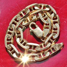 14k yellow gold bracelet 7.87" solid mariner link chain Italian handmade 12.68gr