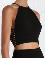 Zimmermann Crepe Harness Bodice Size 2 BLACK 