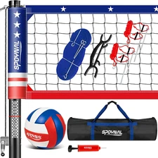 32FT Portable Volleyball Net Set for Backyard - Anti-Sag Winch System with 1.9"