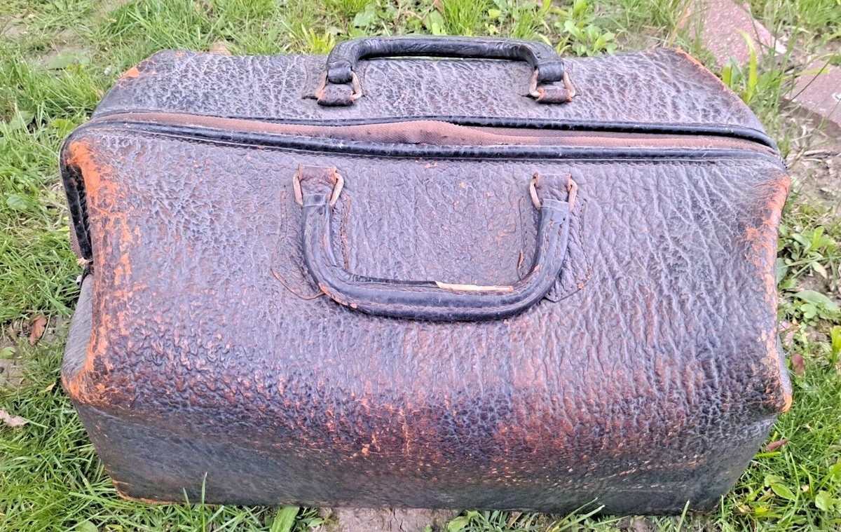 DOCTOR Dr Medical Large Bag Antique Vintage Leather Zipper