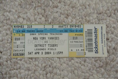 NEW YORK YANKEES VS DETROIT TIGERS 4/3/2004 FULL TICKET ~ SPRING TRAINING