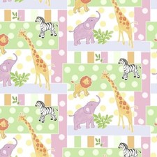 Safari Baby Patch Animals White 100 Cotton Fabric by 1/2 of a Yard