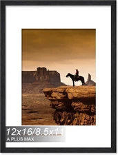12x16 Picture Frame, Display Pictures 8.5x11 with Mat or 12 x 16 Without Mat
