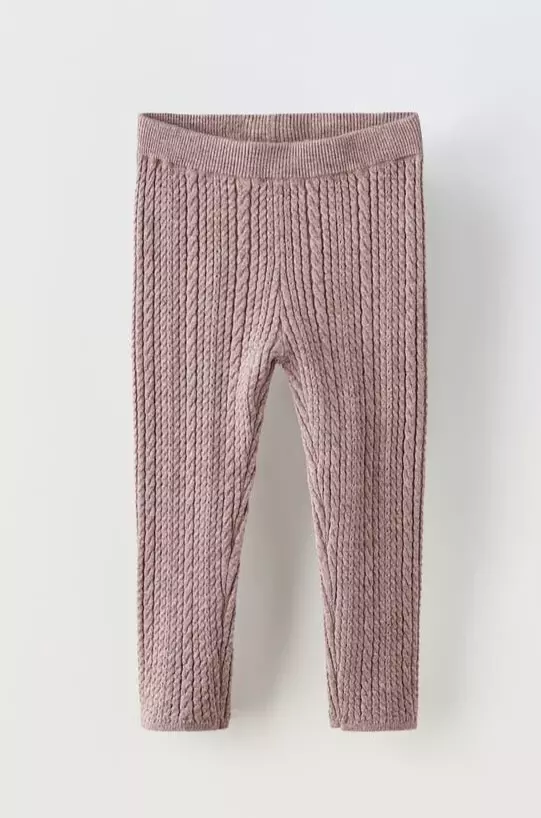 ZARA Kids Pink Purple Knitted Style Soft Ribbed Leggings Age 4 5
