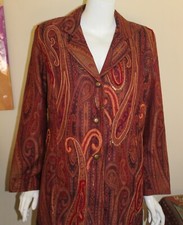 Coldwater Creek Sz PL P L Rich Rust Red Paisley Masterpiece Long Blazer Jacket