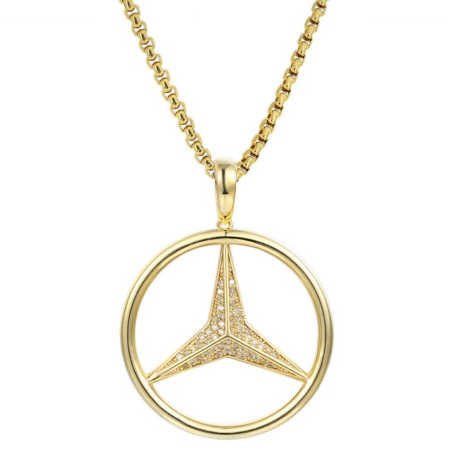 Luxury Car Logo Pendant 14k Gold Finish Classy Sterling Silver Charm