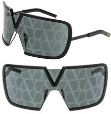 VALENTINO V Romask VLS120 Black Mirror Print Titanium Mask VLS 120D Sunglasses