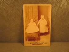 Victorian Antique Cabinet Card Photo of Kids Girls Two Sisters