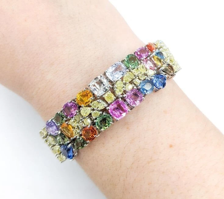 Pretty Art Deco 53.79 TCW Multi-Color Gemstone Luxurious Engagement Bracelet - Image 4 of 4