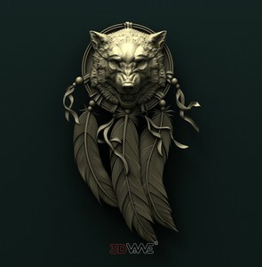 3d Stl Model Relief For Cnc Router Wolf Dream Catcher 0092 Ebay