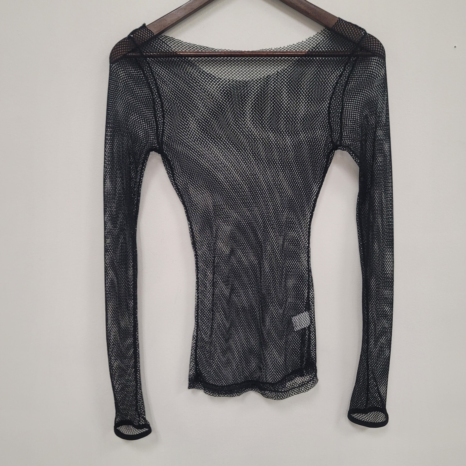 Vintage Lip Service Y2K Mesh Long Sleeve Sheer Top Size S Black Goth Grunge