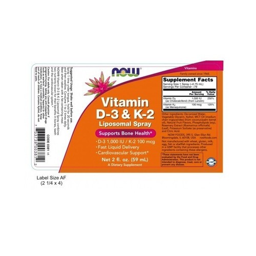 Now Foods Vitamin D3 & K2 Liposomal Spray 59ml Worldwide for sale