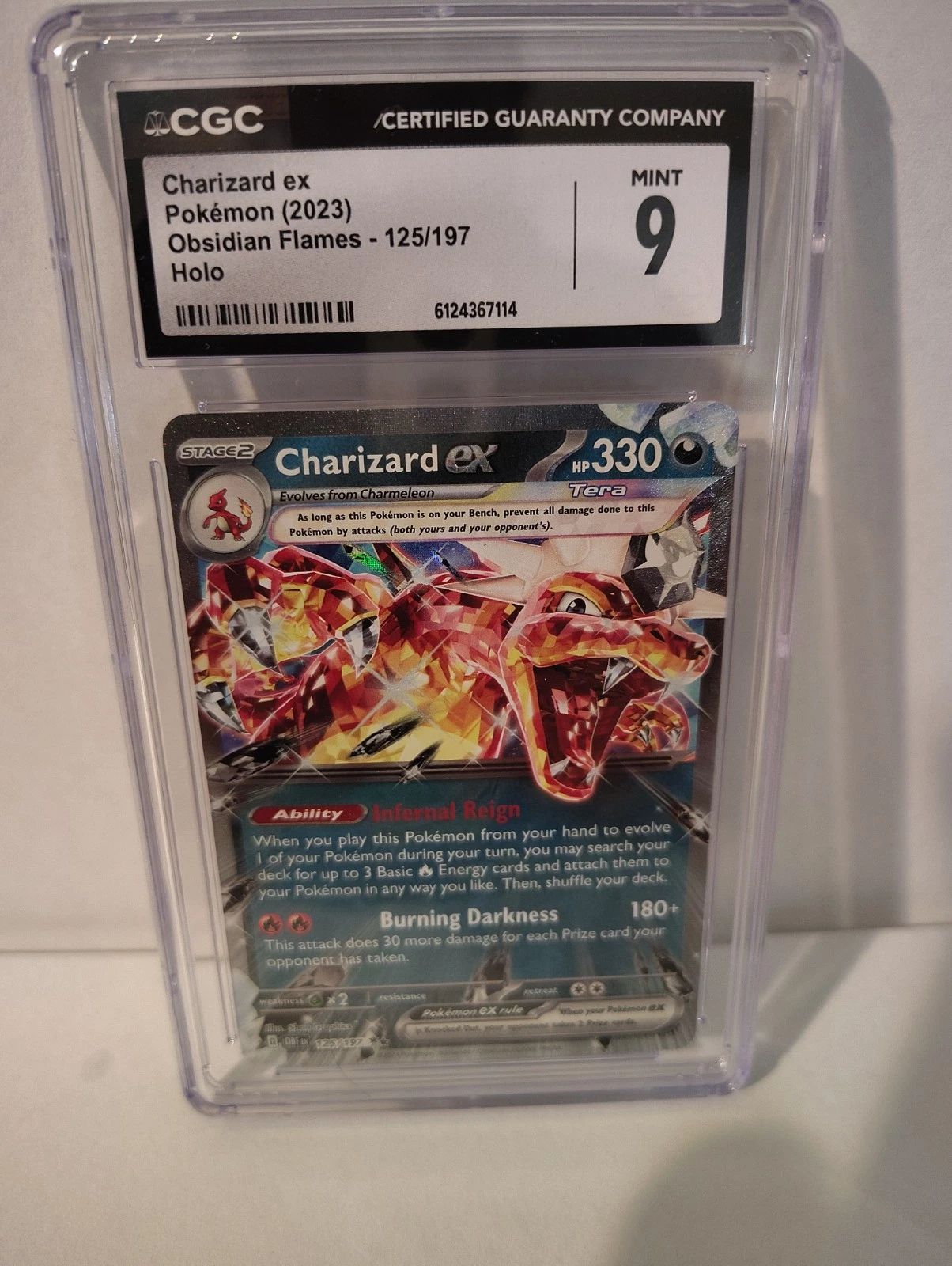 CGC Pristine 10 Graded Charizard ex 125/197 Obsidian Flames English 2023