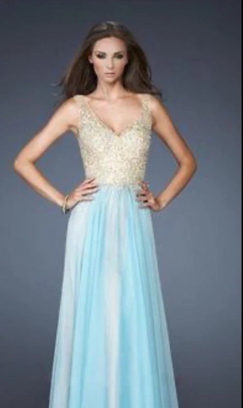 La Femme Sequin Lace Prom Dress Evening Gown Size 4 Worn Once - Image 2 of 4