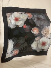Ted Baker London Floral Sheer Top – Black with Rose Print – Size M