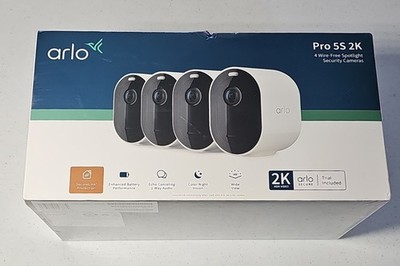Arlo Pro 5S 2K WireFree Spotlight Security Cameras 4-Pack VMC4460P-100NAS sealed