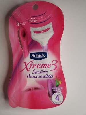 Schick Xtreme3, 3-blade Women's Disposable Razors,Sensitive, 4ct w/aloe & jojoba