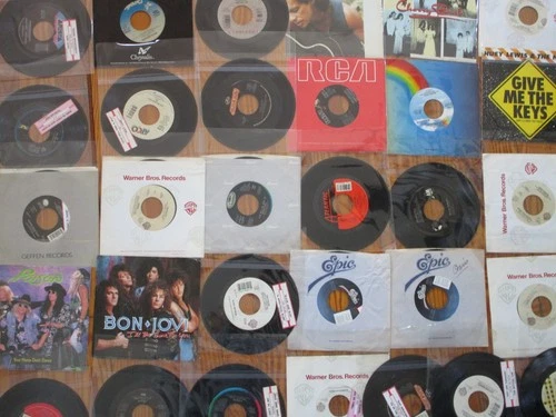 Rock & Heavy Metal 45 RPM Lot of 30+ 80s/90s Bon Jovi Poison Van Halen Aerosmith