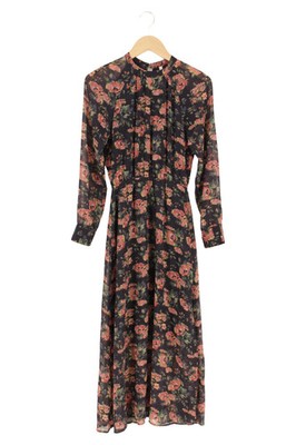 PEPE JEANS Damen Freizeitkleid Maxikleid Gr. 34/XS Blumenmuster Blau Vintage