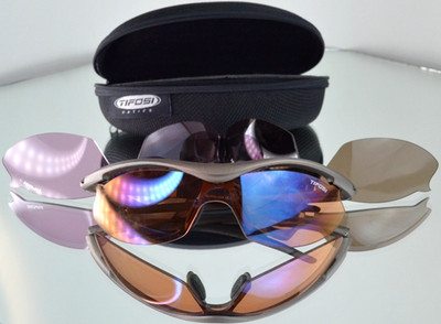 RARE Tifosi ''Slip'' Wrap Sunglasses Matte Gray With Case+2 Pairs Lenses T-G050