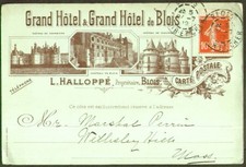 Grand Hotel de Blois France postcard 1912