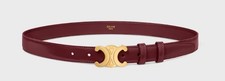 CELINE Burgundy Belt With Gold Buckle- size 80