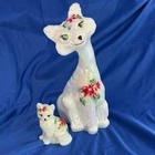 Fenton Alley Cat Mother of Pearl “Rosso” PoinsettiaCA Hall 2008 W/ Matching Cat
