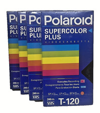 Lot of 4 Polaroid Supercolor Plus T-120 Blank VHS Tapes 6 Hour NEW Sealed