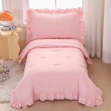 Pink Toddler Bedding Set for Girls Toddler Bedding 4 Pieces Boho Tufted Comfo...