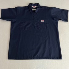 Vintage Ben Davis Navy Half Zip Work Shirt Double Pocket Large