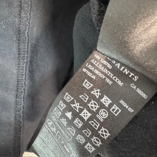 AllSaints Shirt Womens Medium Black Lisa Baggy Tee Cropped Boxy London Logo - Image 4 of 4