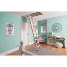 Werner Loft Ladder Folding Wooden 3 Sections Anti Slip Sturdy Indoor 2.85m