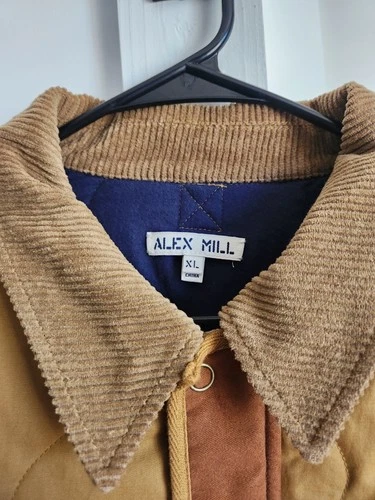 ALEX MILL Men’s Philip Jacket in Quilted Cotton Nylon Golden Khaki Color Size XL image 2