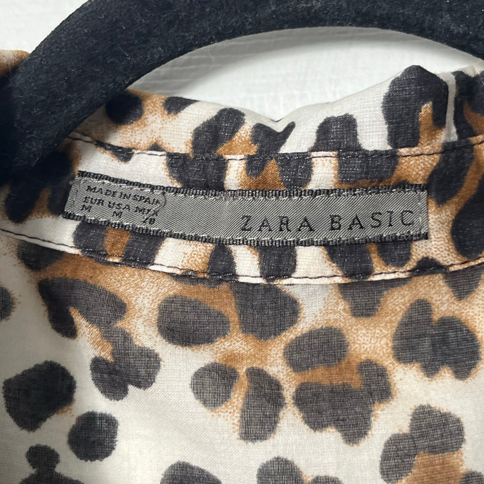 Zara Basic Sheer Leopard Print Button-Down Shirt … - image 2